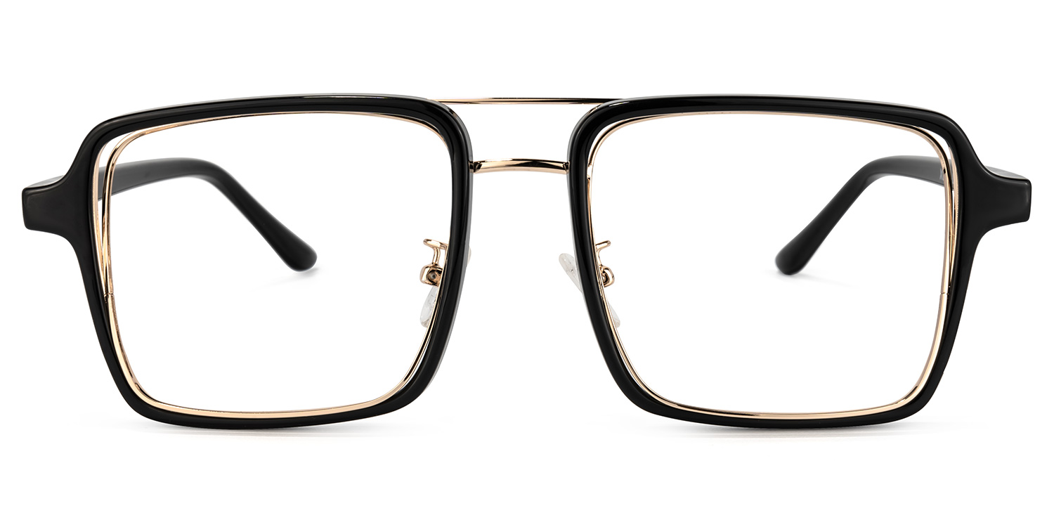 Nellie Aviator Black-Gold Glasses