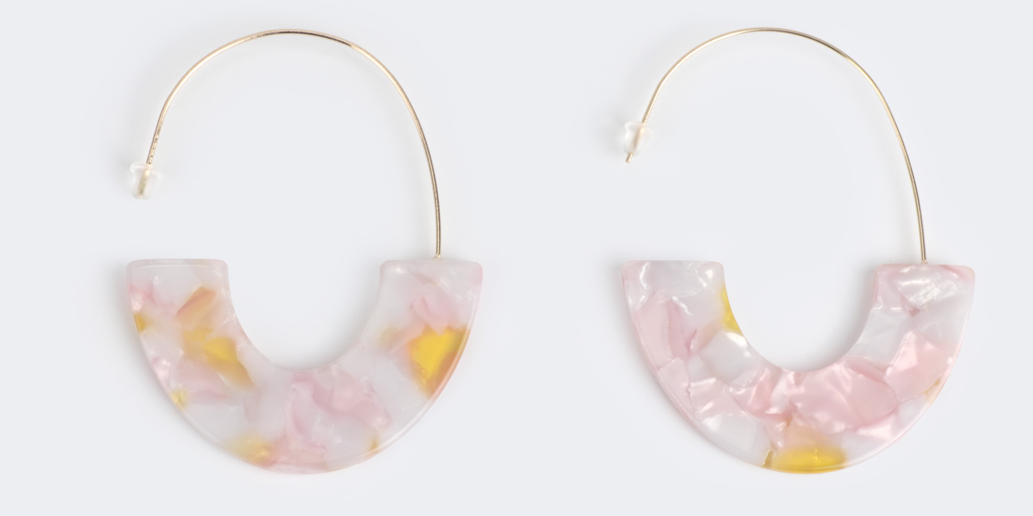 Vintage Pattern Oval Pink Earrings1