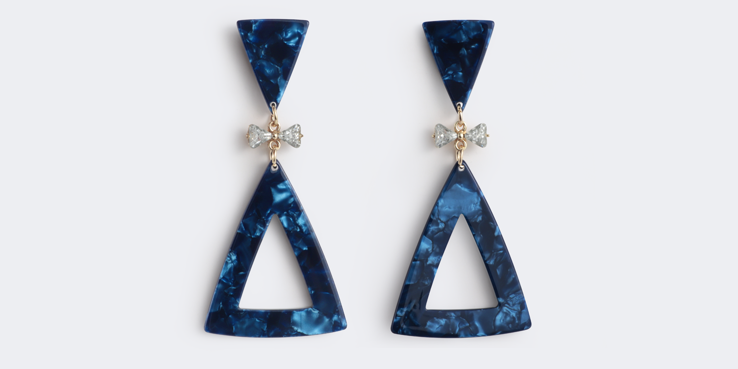 Vintage Triangle Shaped Blue Earrings2