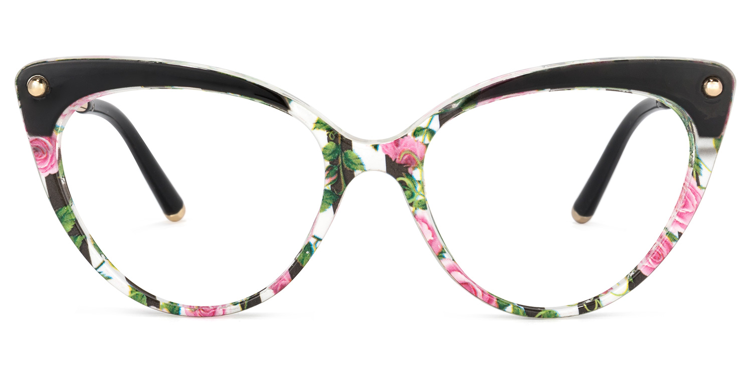 Alivia Cat Eye Pink-Green-Floral Glasses1