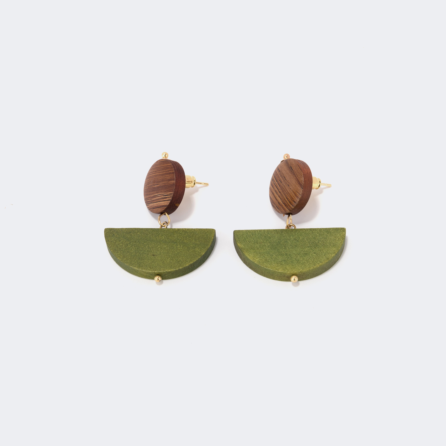 Stylish Semicircle Wood Earrings 1