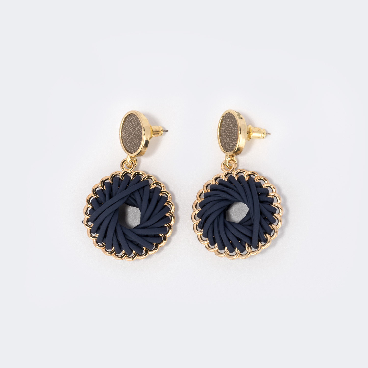 ZEELOOL Stylish Weave Dark-Blue Earrings
