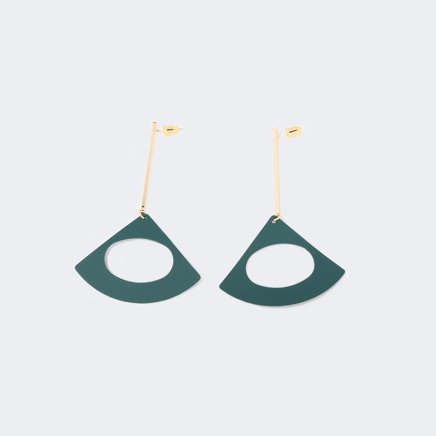 ZEELOOL Stylish Fan-Shaped Green Earrings