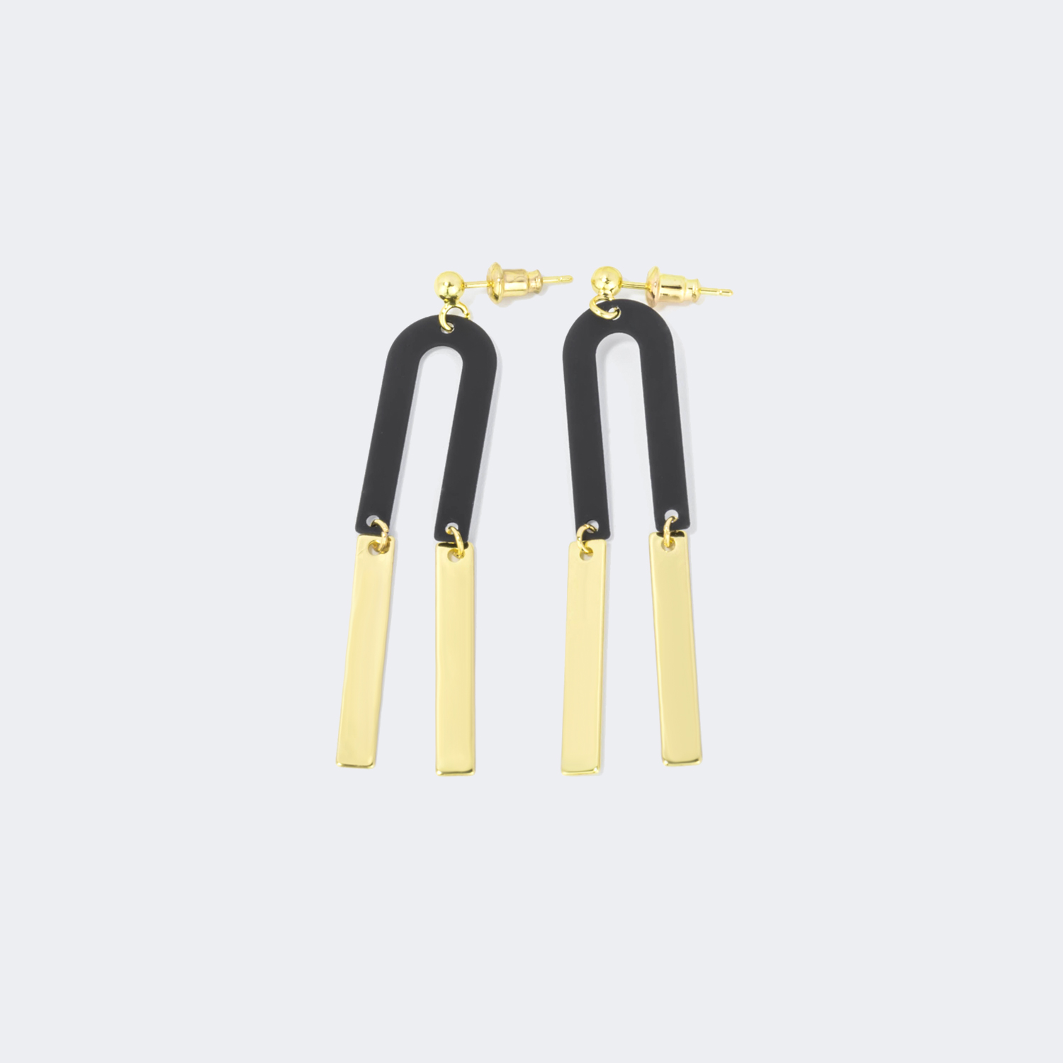 ZEELOOL Stylish Arch Black-Gold Earrings