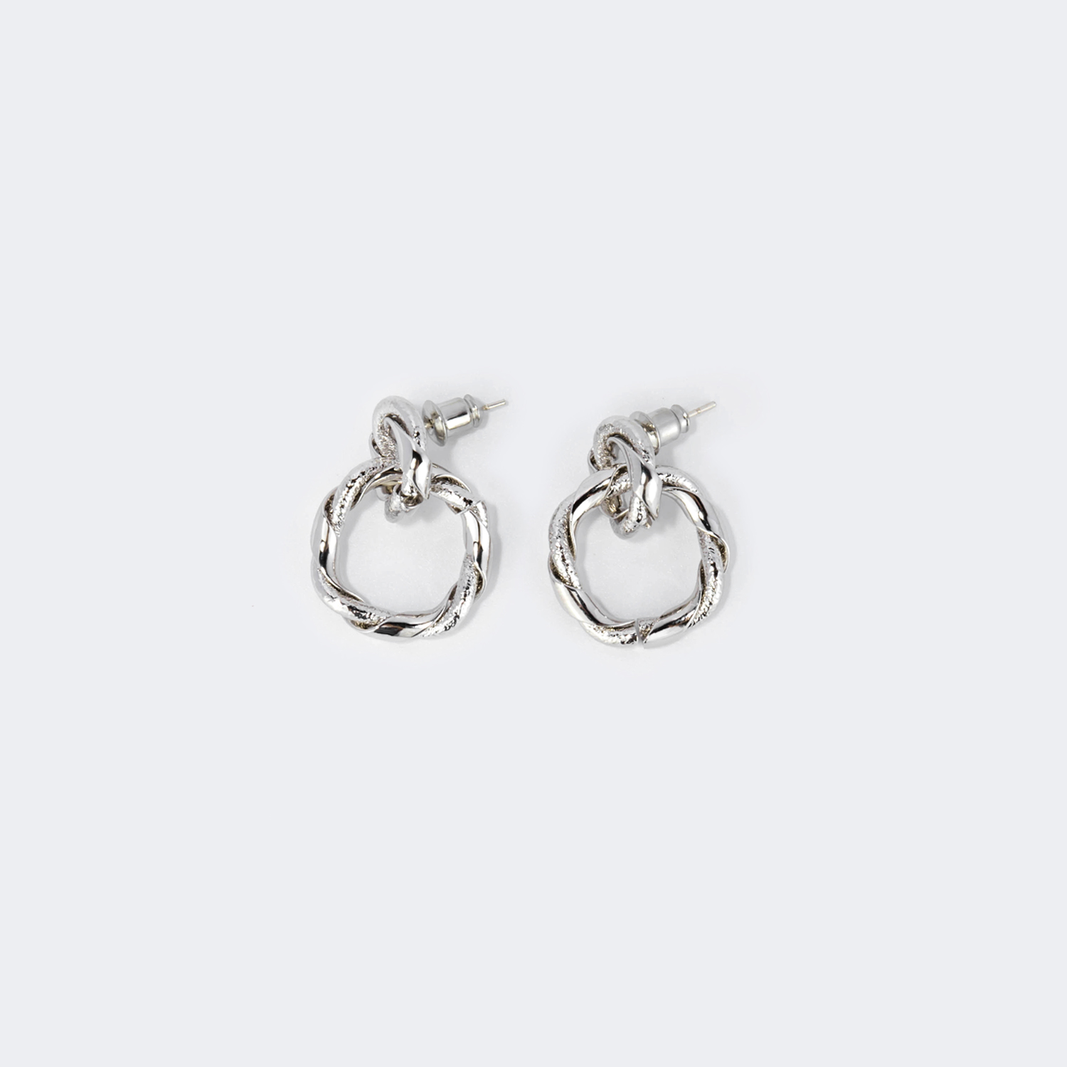 Stylish Silver Two Circles Earrings1