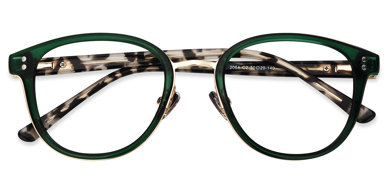 ZEELOOL Matthew Round Green Glasses