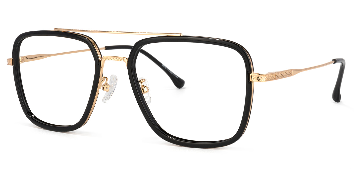 ZEELOOL Nayeli Aviator Black-Gold Glasses