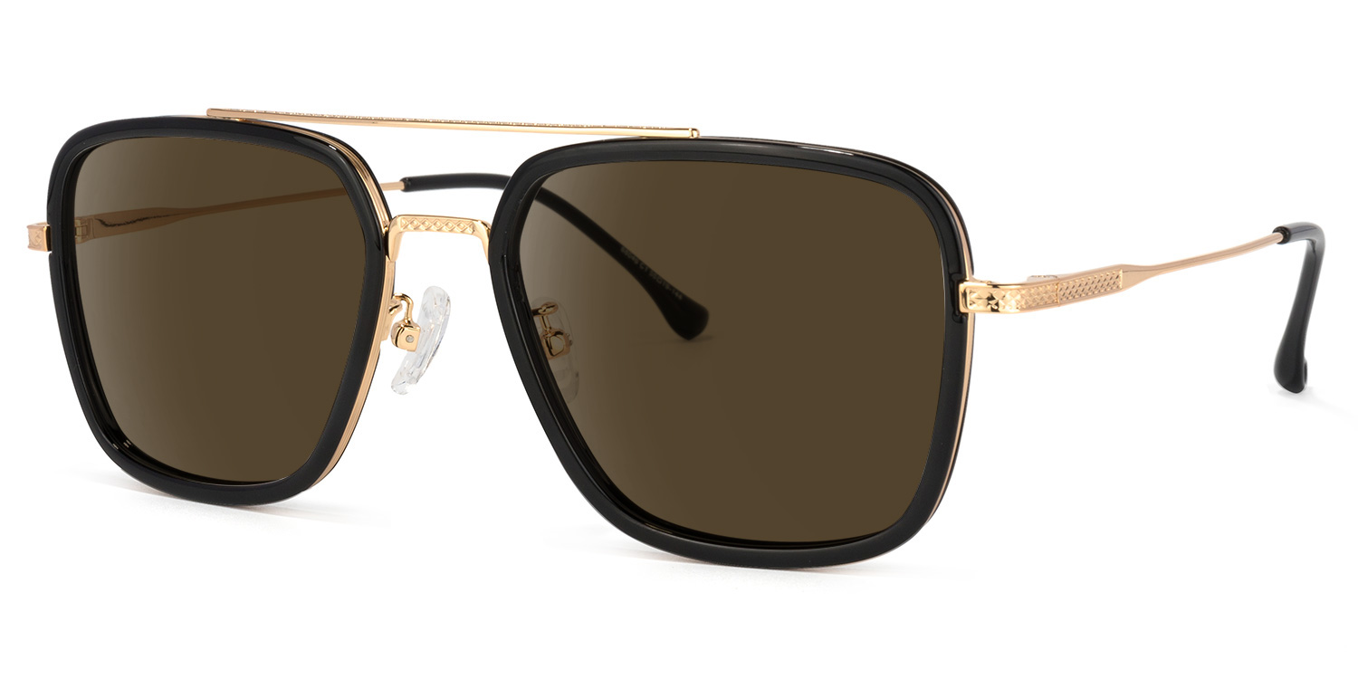 Nayeli Aviator Black-Gold Sunglasses1
