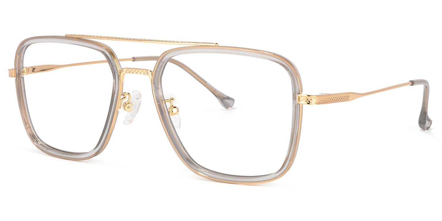 ZEELOOL Nayeli Aviator Gray-Gold Glasses
