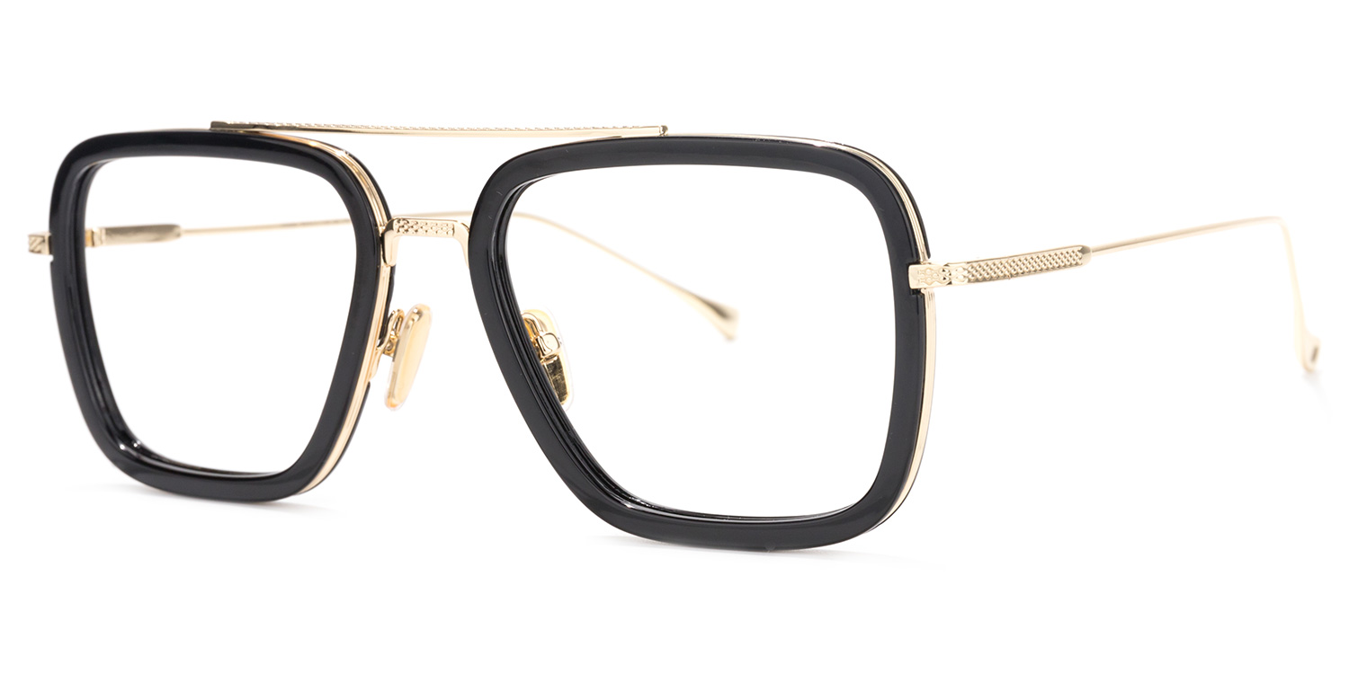 Aviator Black-Gold Glasses | Zeelool Eyeglasses Online2