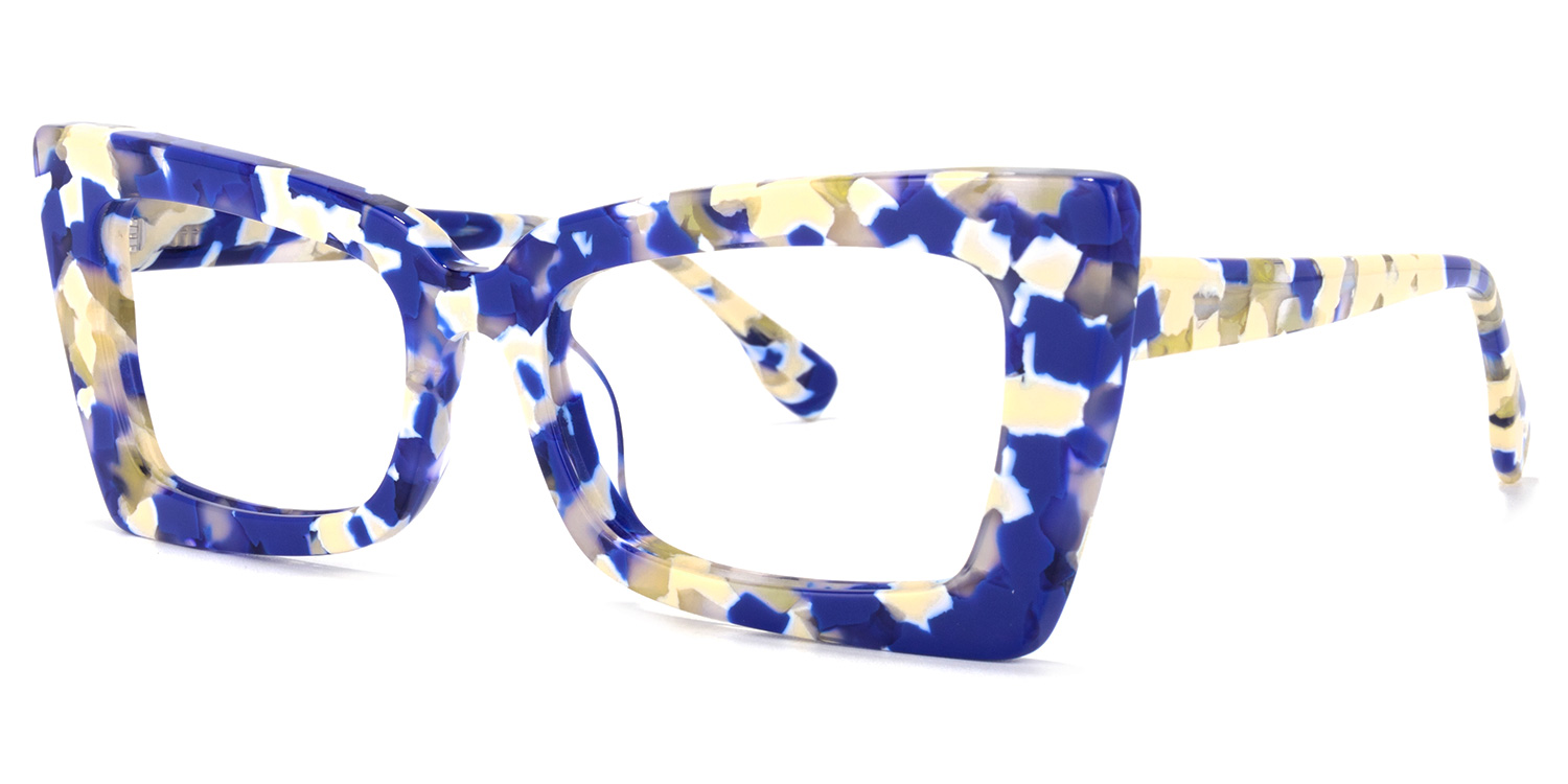ZEELOOL Newell Rectangle Blue-Floral Glasses