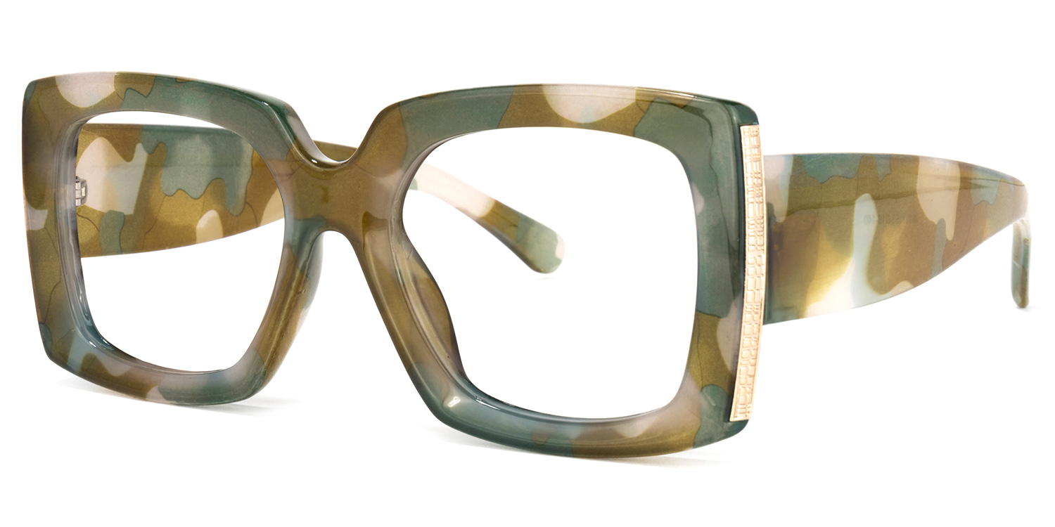 ZEELOOL Yael Square Olive Glasses