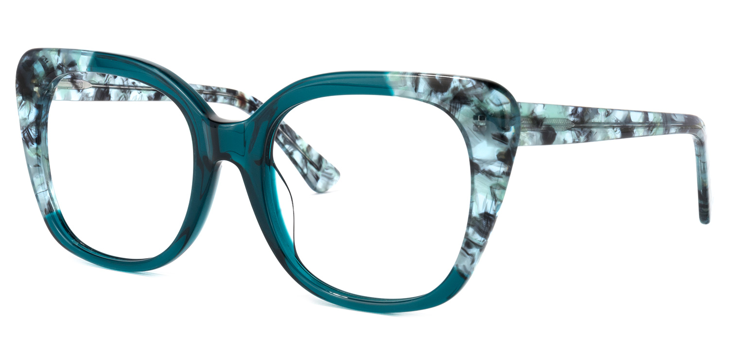ZEELOOL Yanira Square Peacock-Blue Glasses
