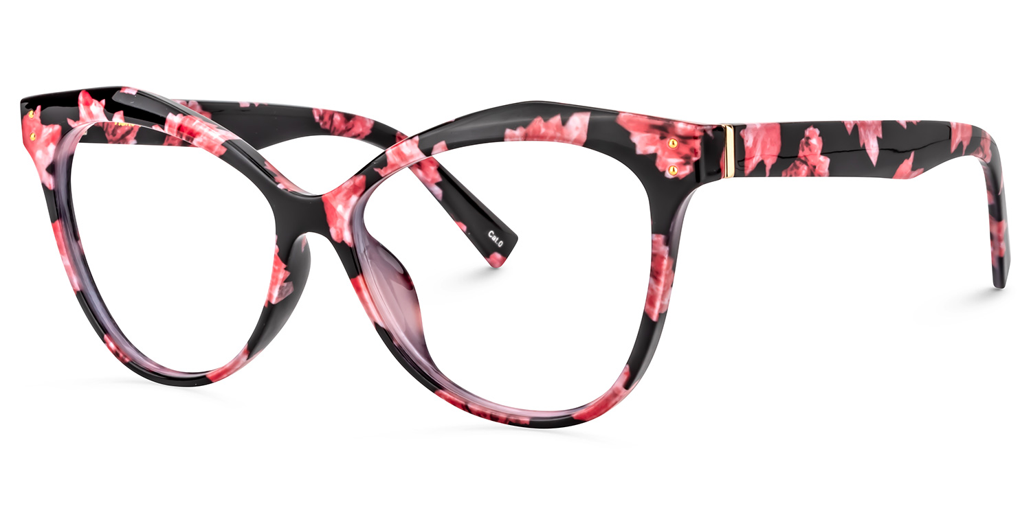 Cateye Pink Floral Glasses | Zeelool Glasses1