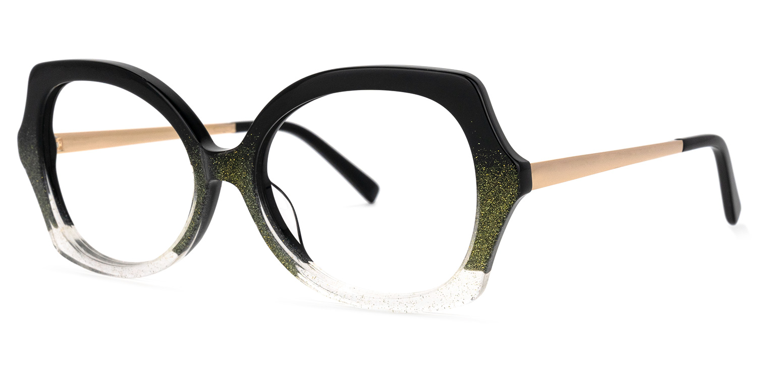 ZEELOOL Sugarplum Geometric Black-Green Glasses