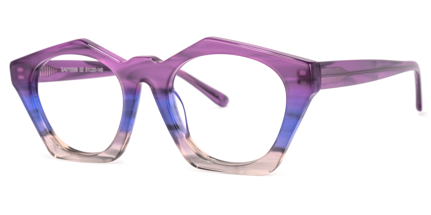 ZEELOOL Flores Geometric Purple-Gray Glasses