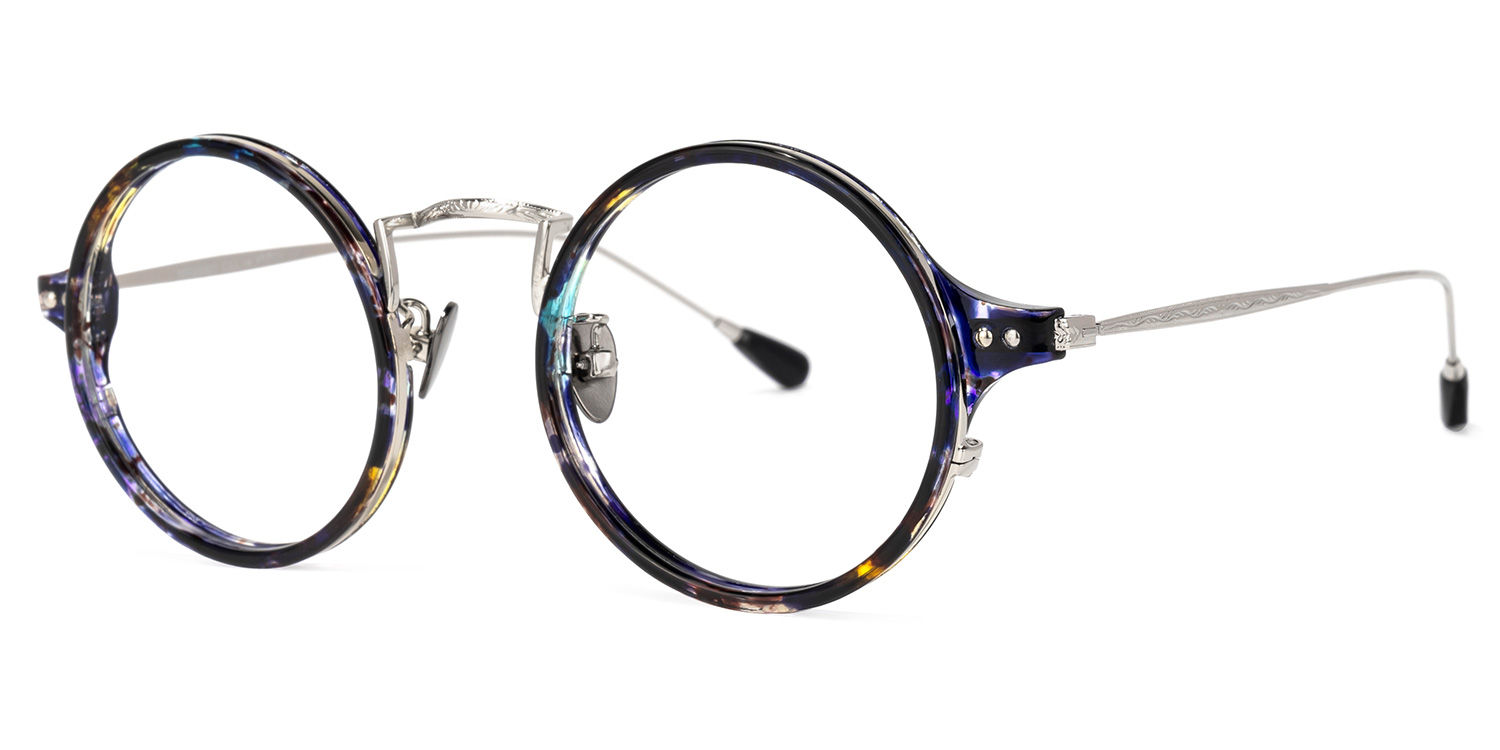 ZEELOOL Ortiz Round Blue-Floral Glasses