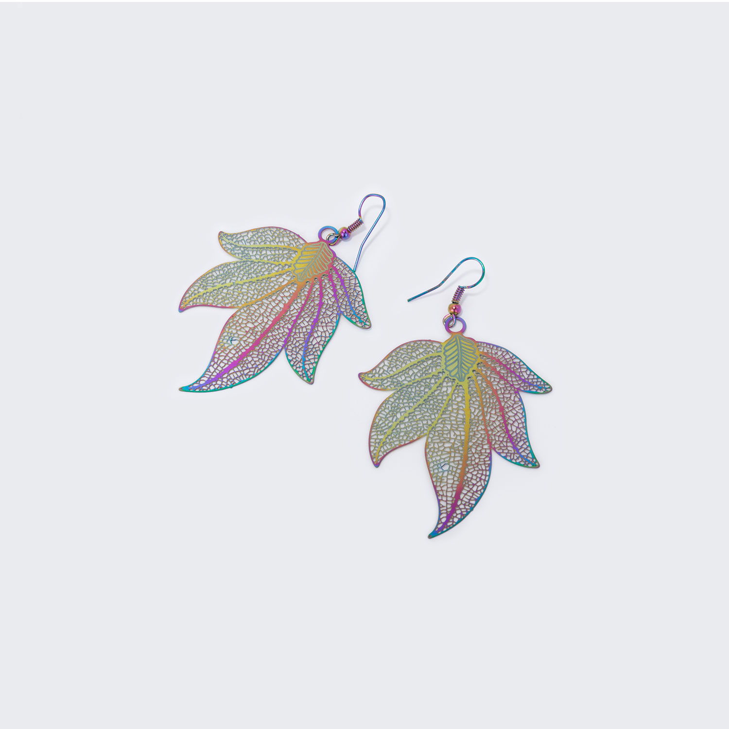 Stylish Leaf Shape Purple Earrings0