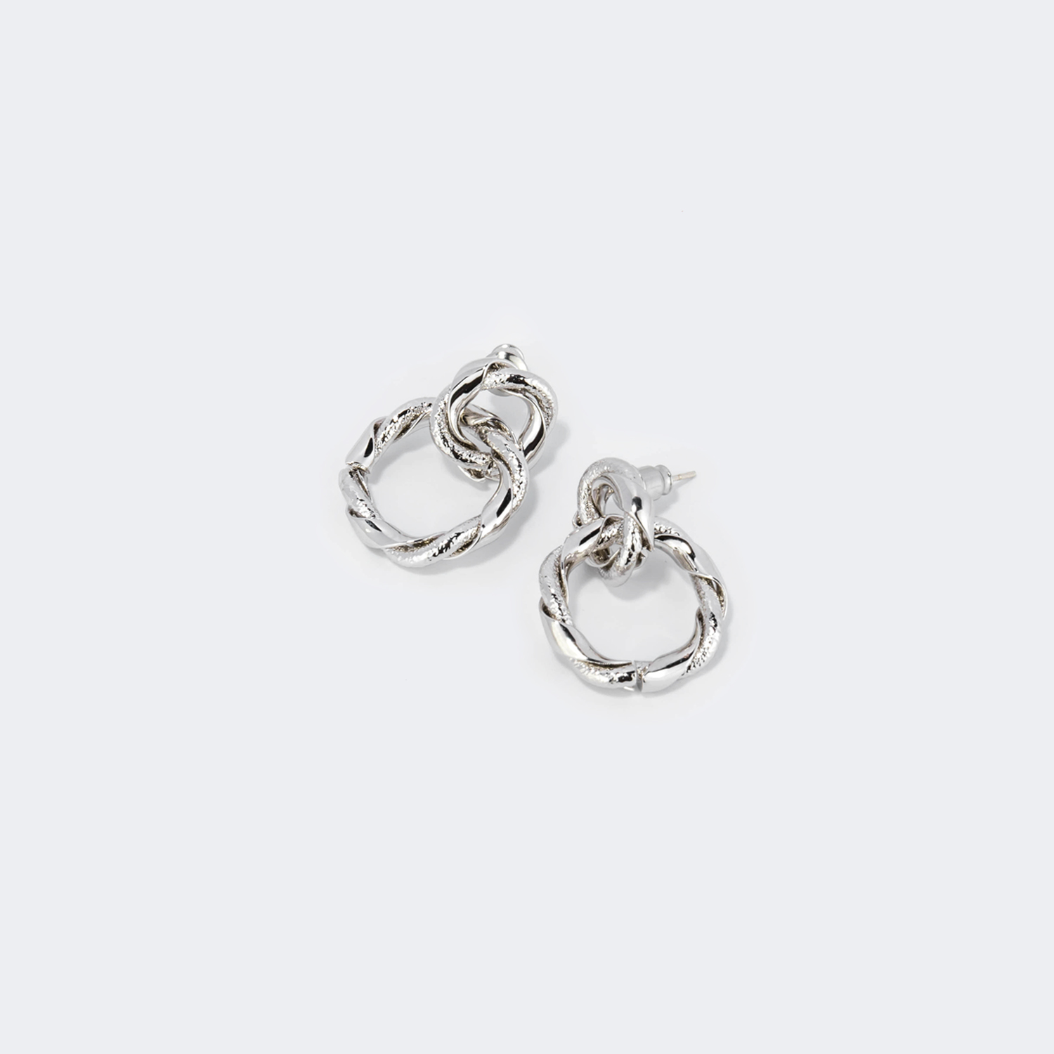 Stylish Silver Two Circles Earrings0