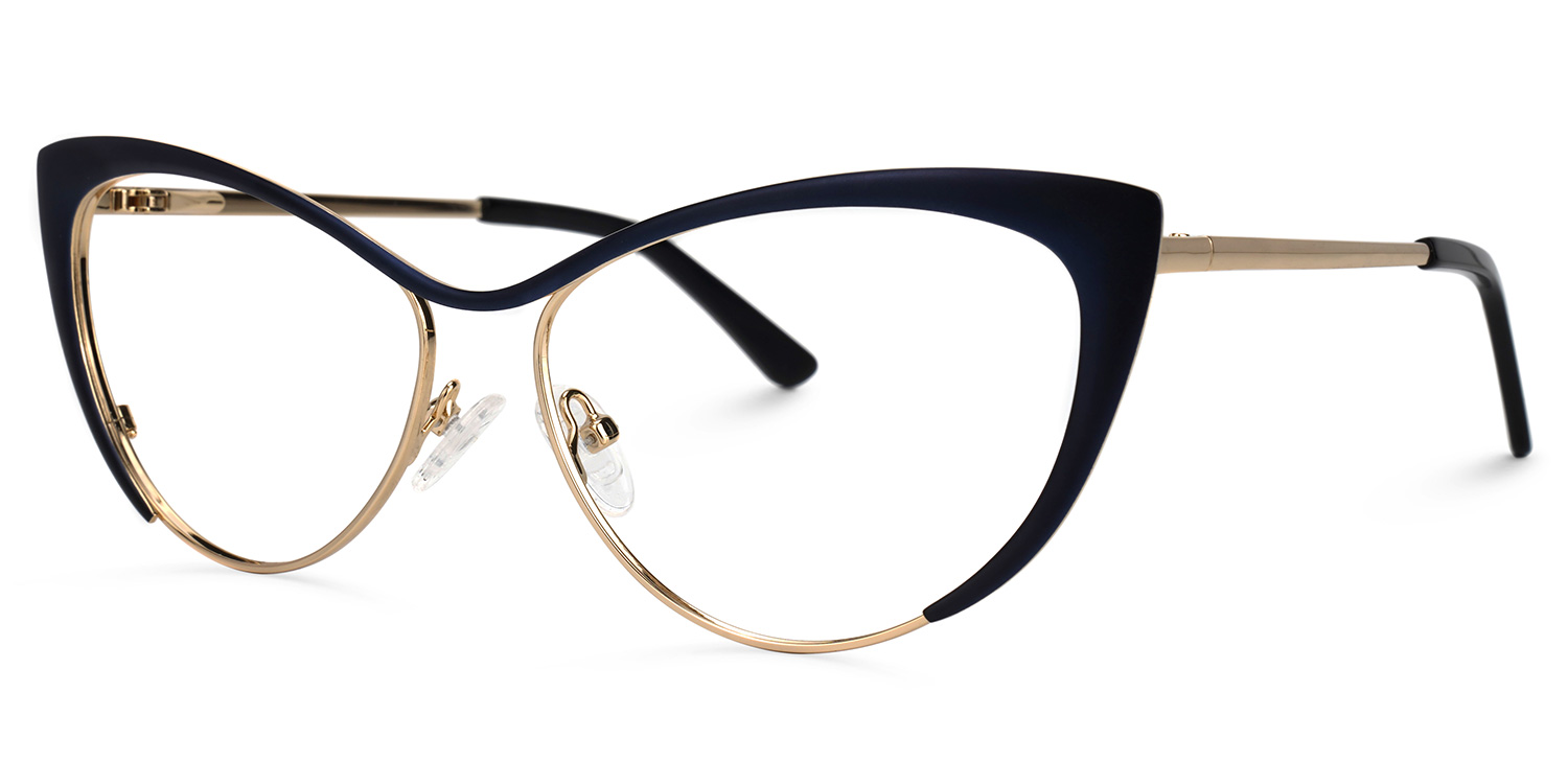 Cateye Dark Blue Glasses | Zeelool Eyeglasses1