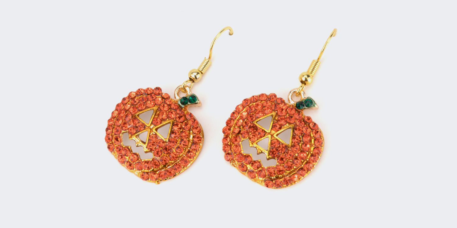 Distinctive Jack-o-lantern Shape Orange Earrings0