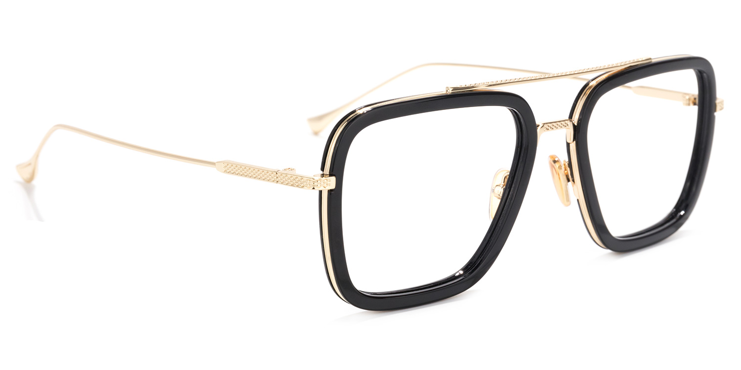 ZEELOOL Gifford Aviator Black-Gold Glasses