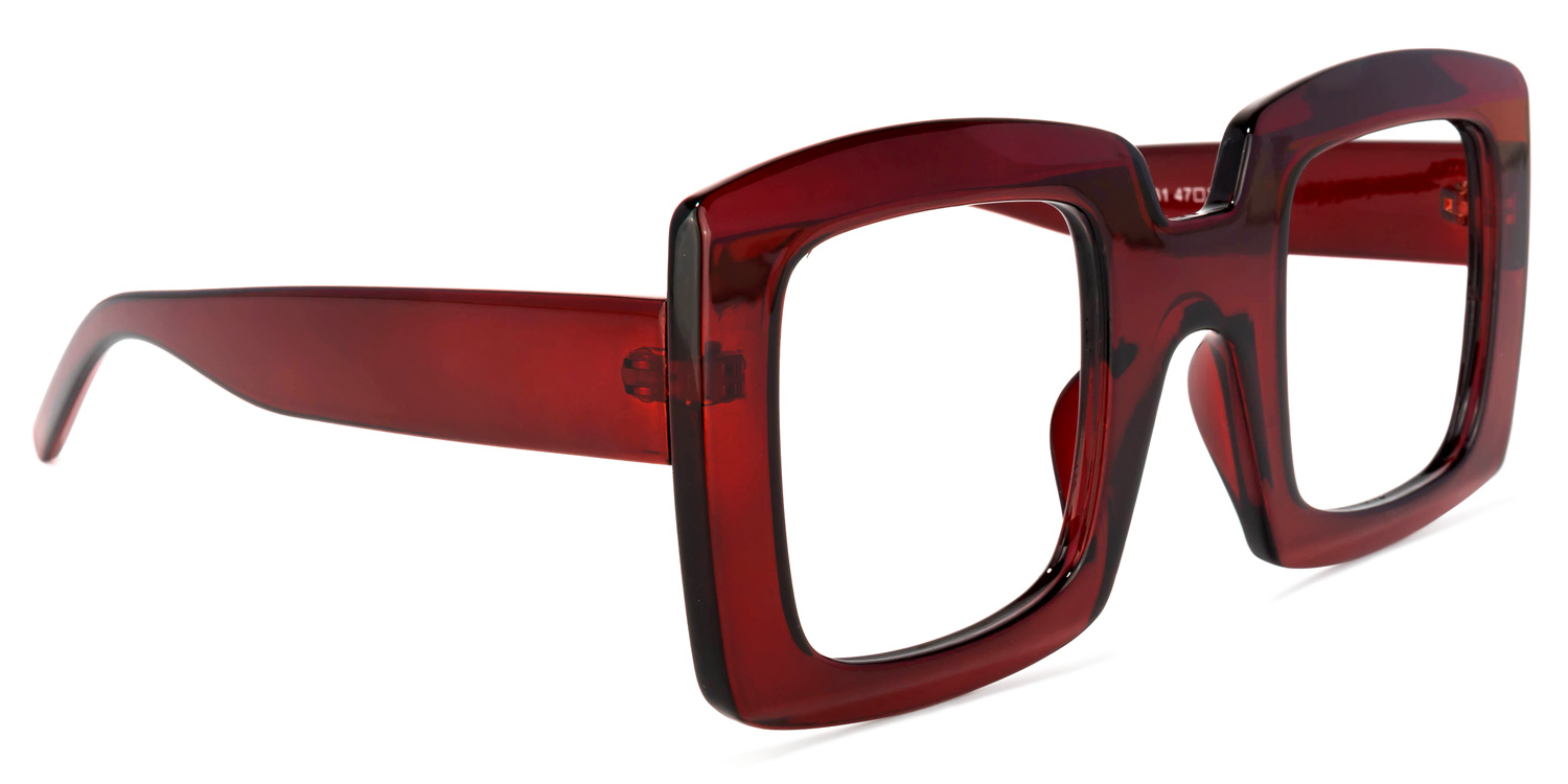 Quincey Square Dark-Red Glasses2