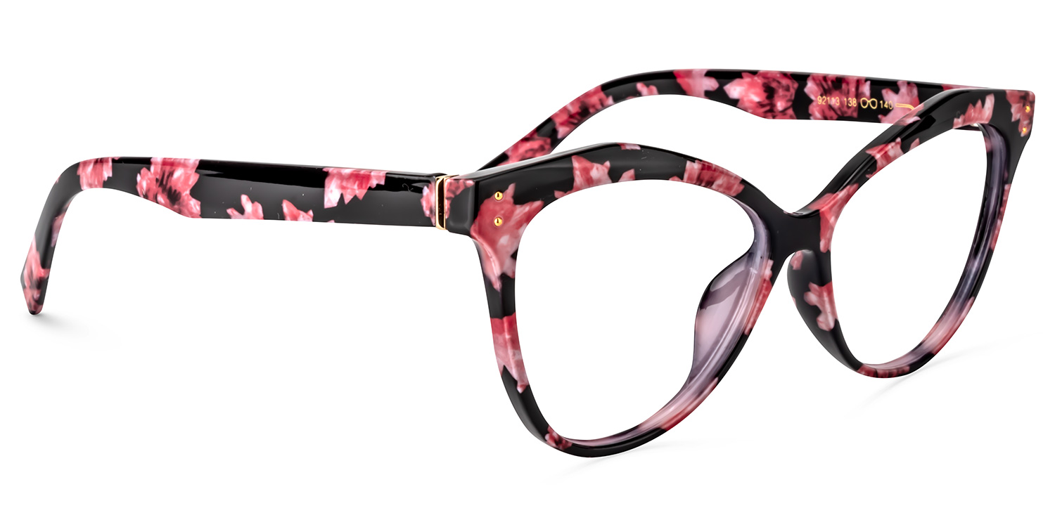 Saul Cateye Pink Floral Glasses2