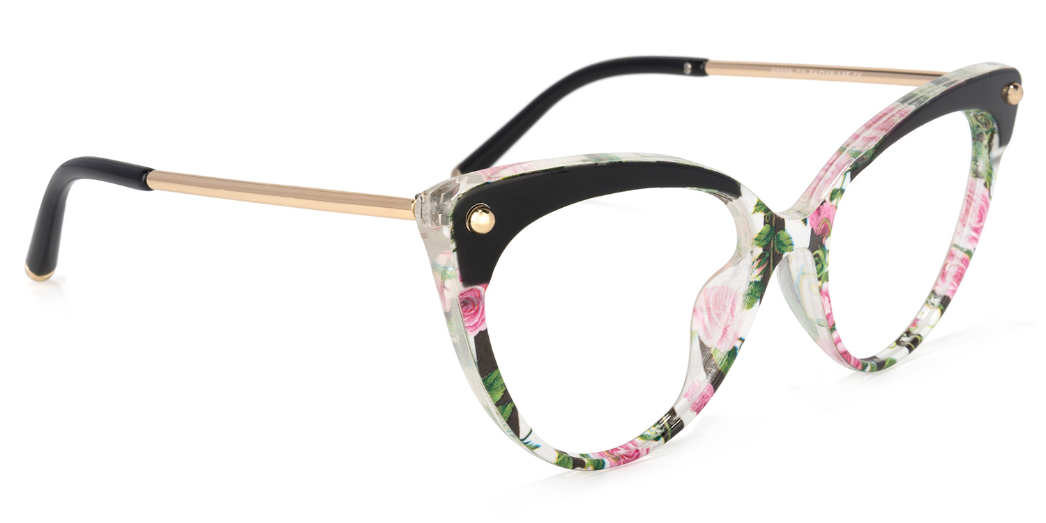Alivia Cat Eye Pink-Green-Floral Glasses4