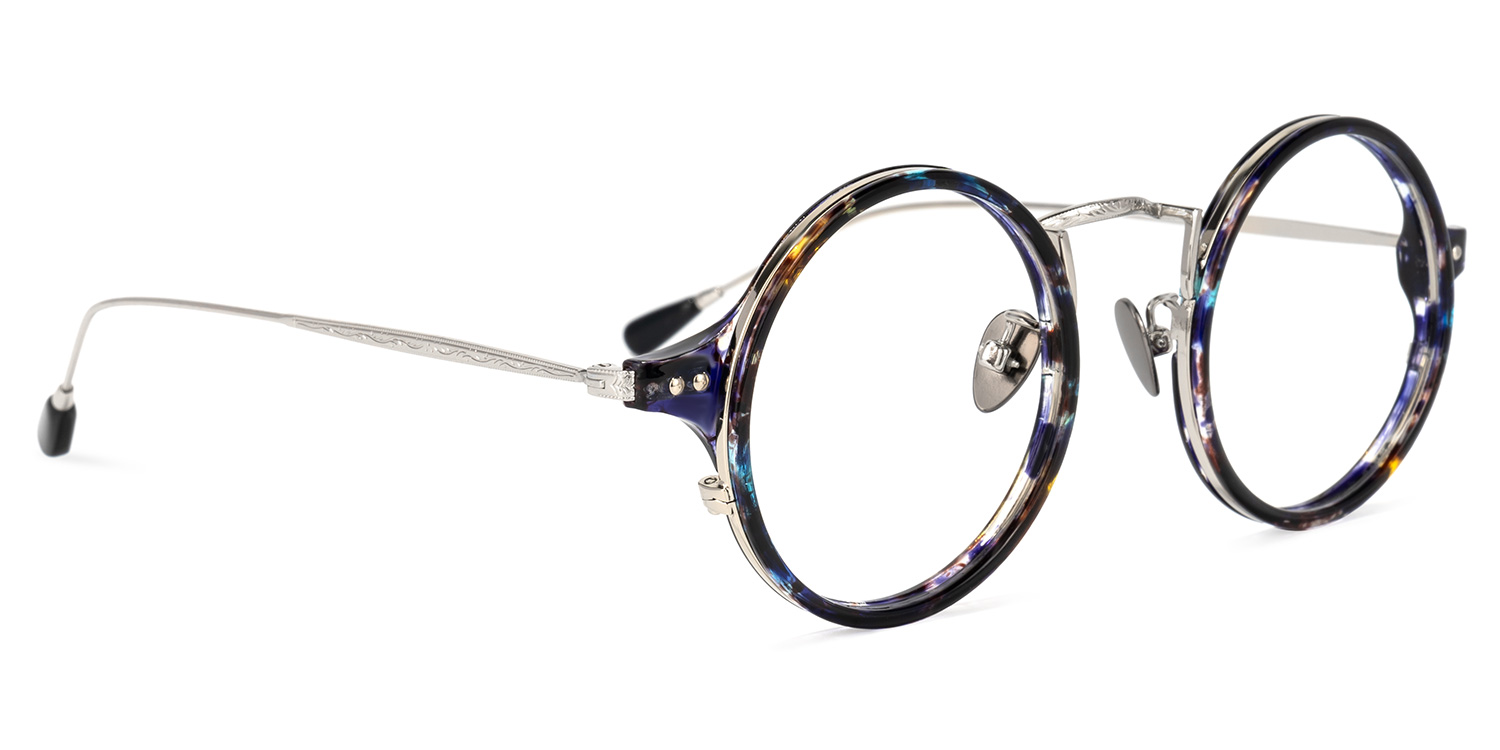 Ortiz Round Blue-Floral Glasses2