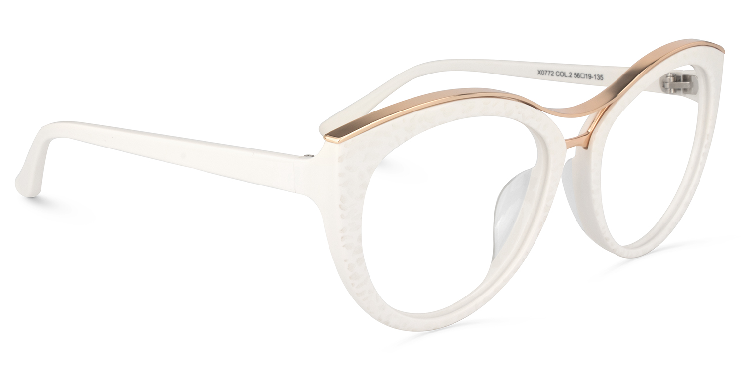 Carol Cateye White Glasses