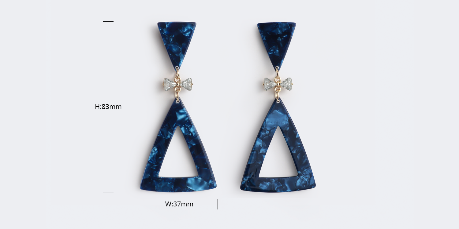 Vintage Triangle Shaped Blue Earrings3