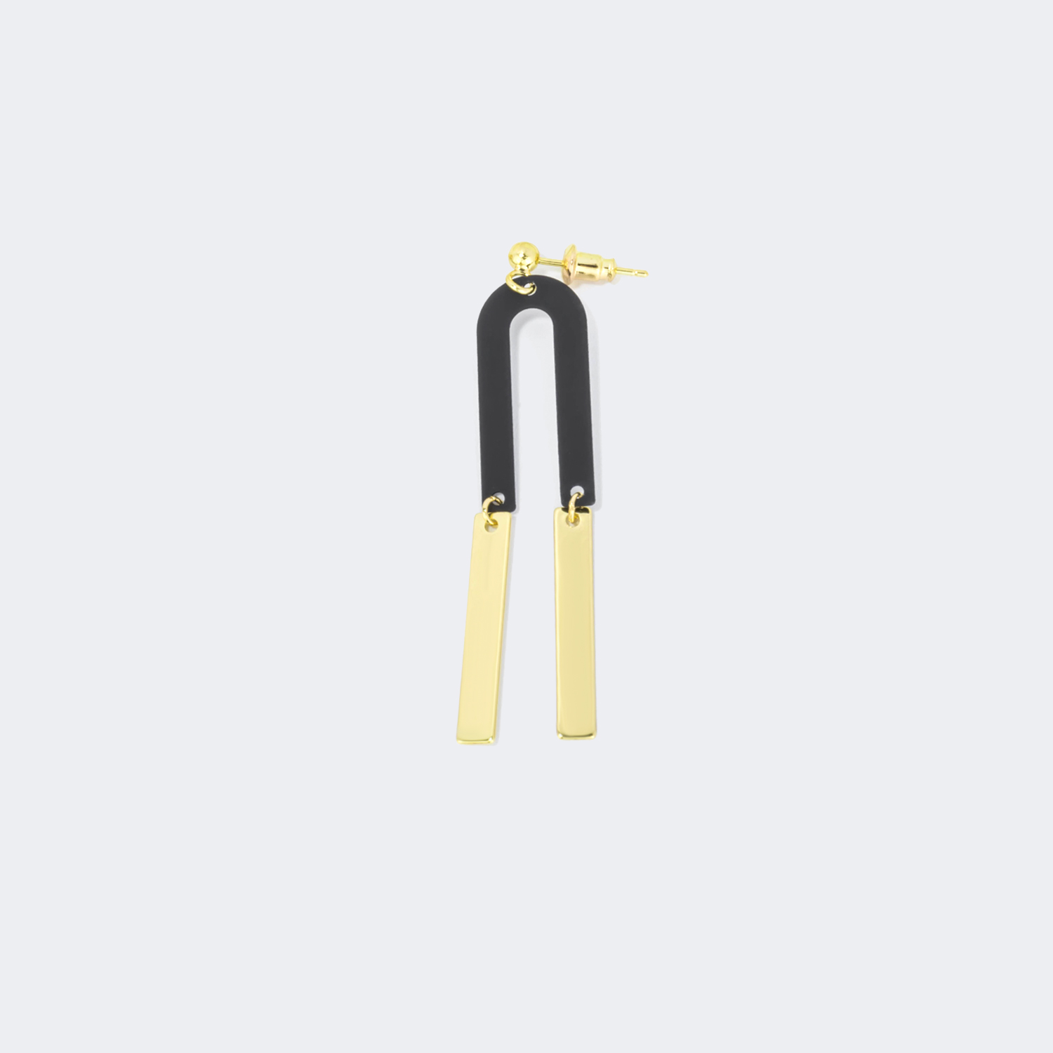 Stylish Arch Black-Gold Earrings2