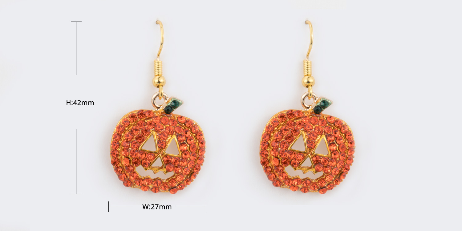 Distinctive Jack-o-lantern Shape Orange Earrings2