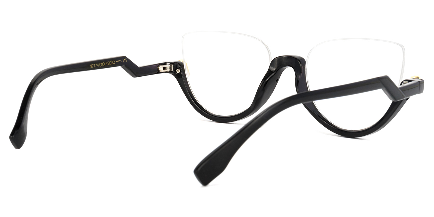 Felicia Cat Eye Black Glasses (Z-shaped Arms)3
