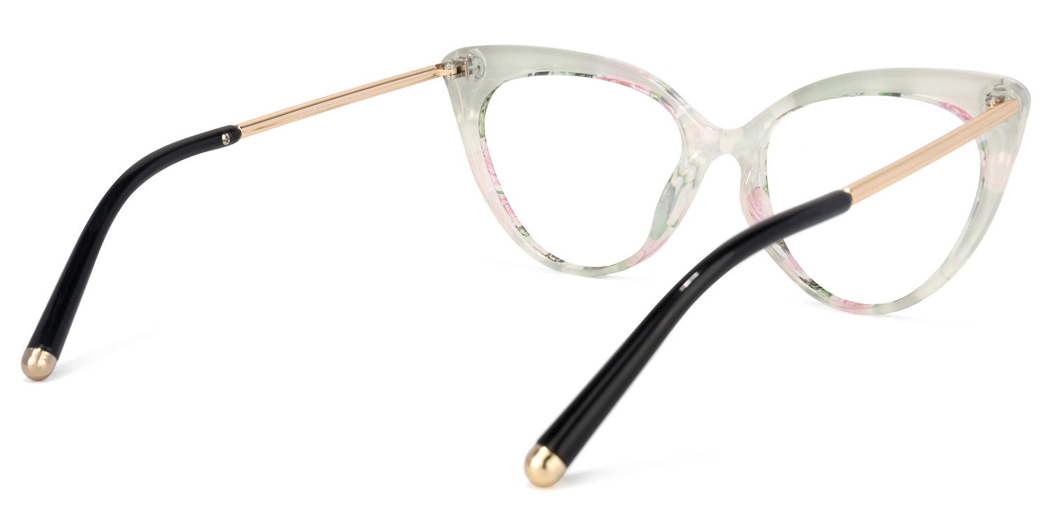 Cat Eye Pink-Floral Glasses | Zeelool Eyeglasses6