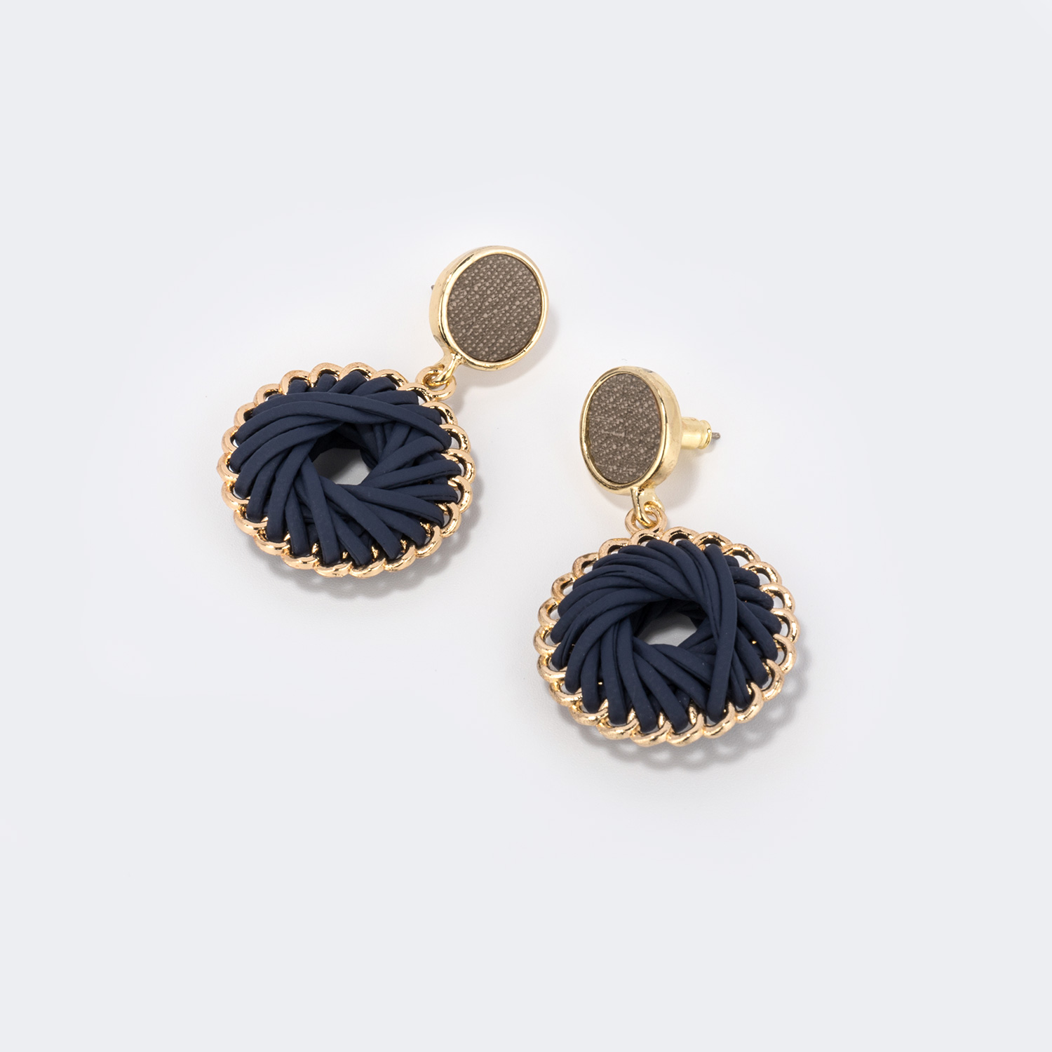 Stylish Weave Dark-Blue Earrings