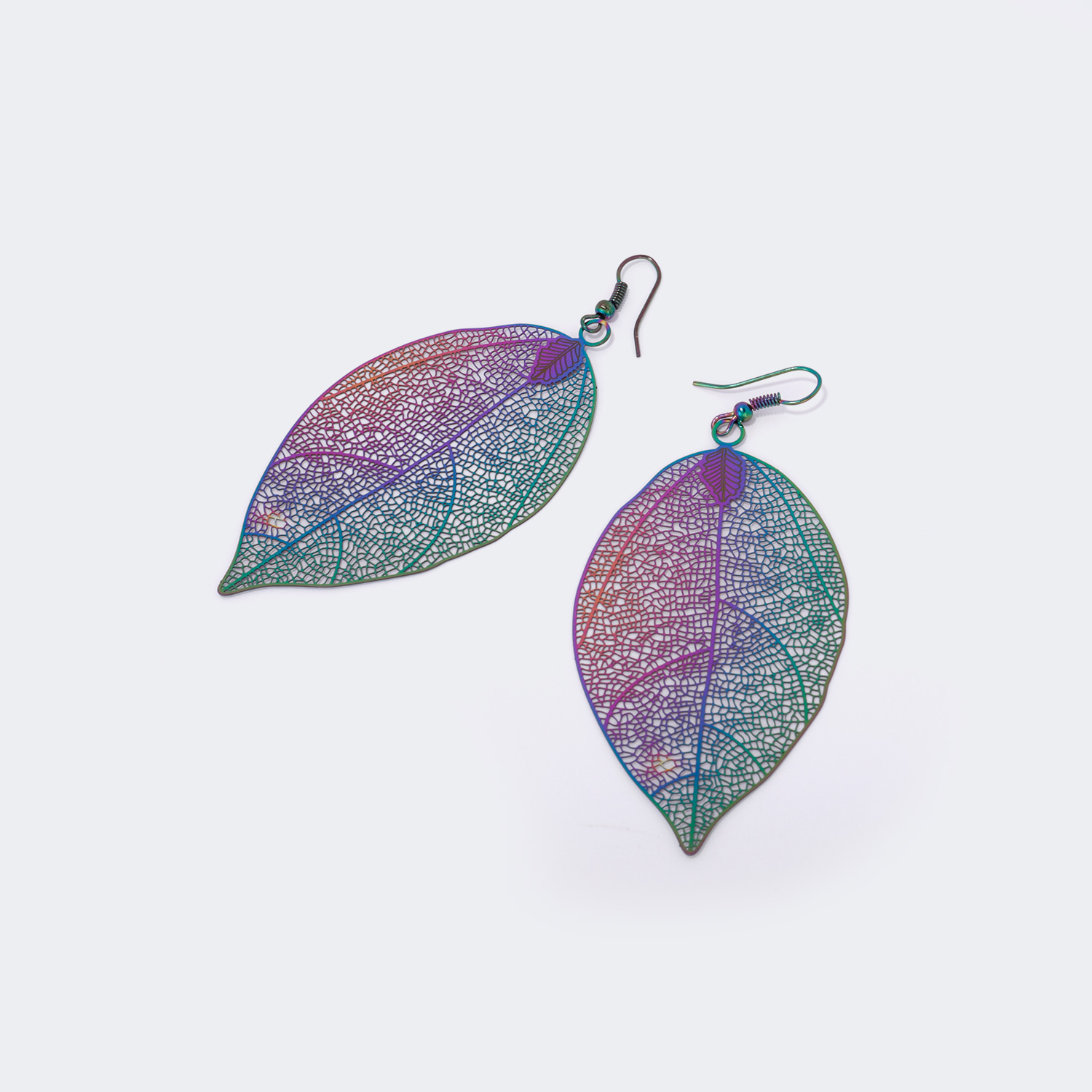 Stylish Leaf Shape Purple-Blue Earrings0