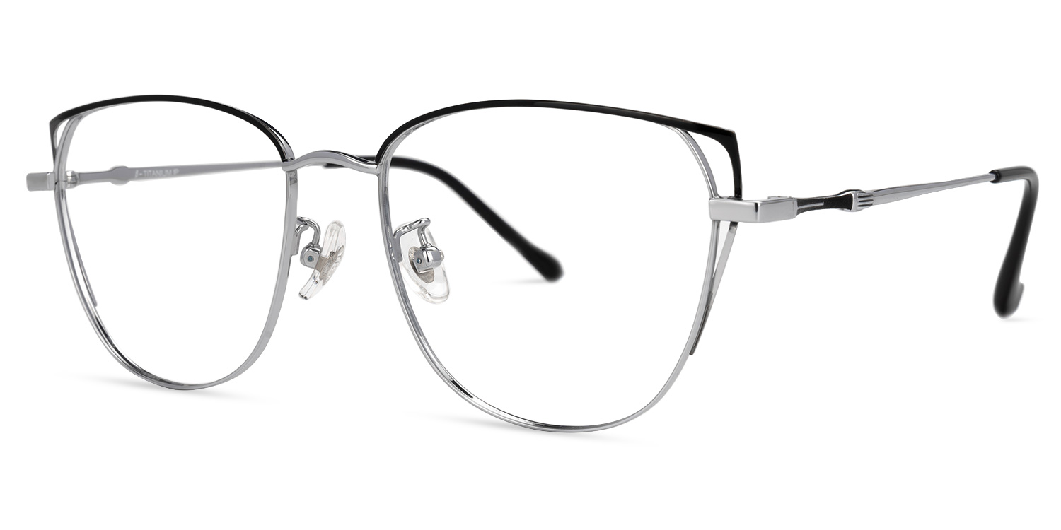 Unica Cateye Black-Silver Glasses