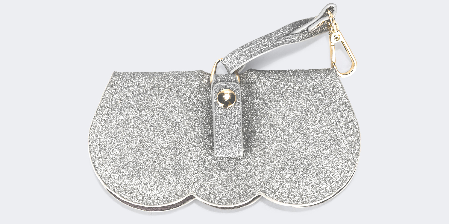 Portable Silver Leather Eyeglasses Bag1