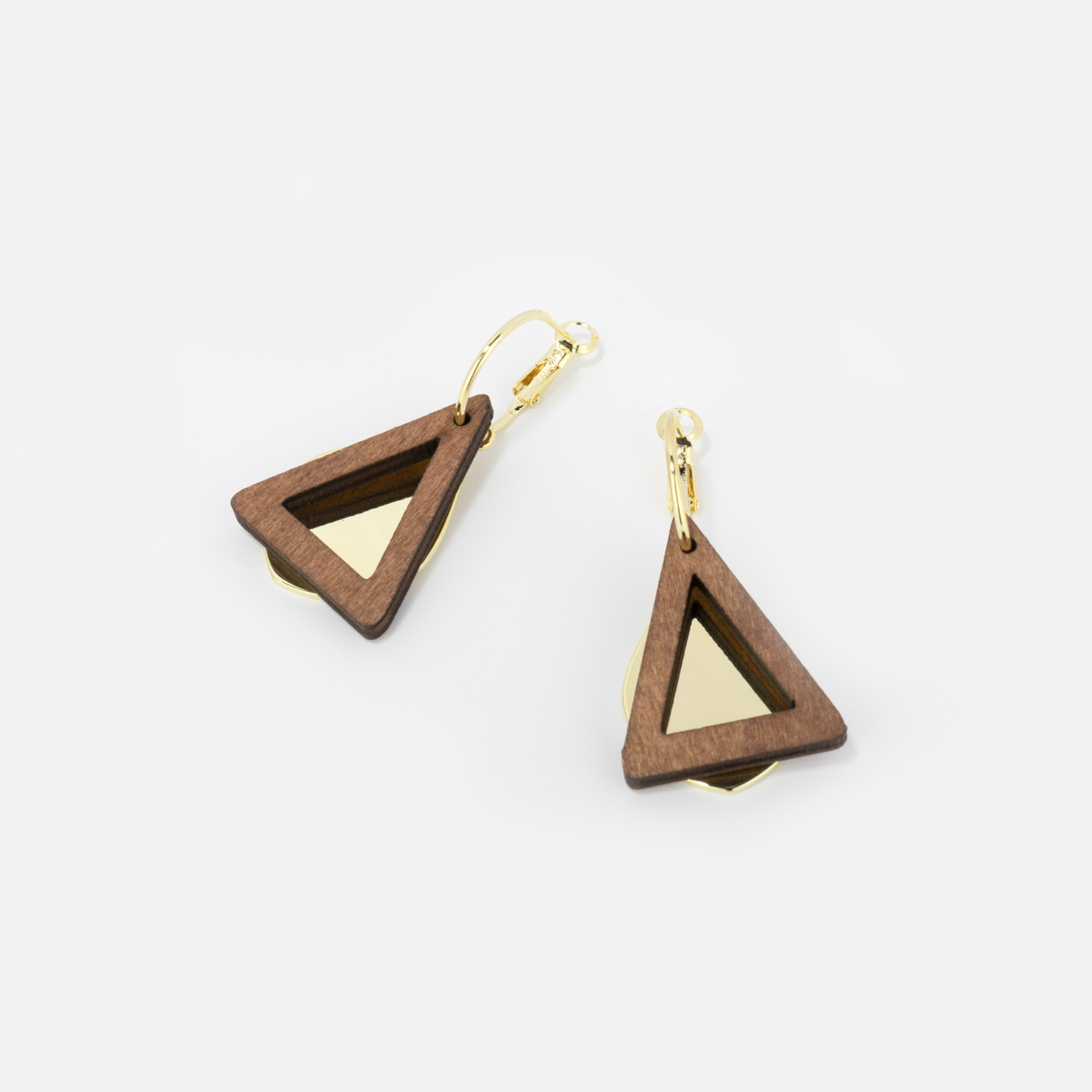Vintage Triangle Wood Earrings 0