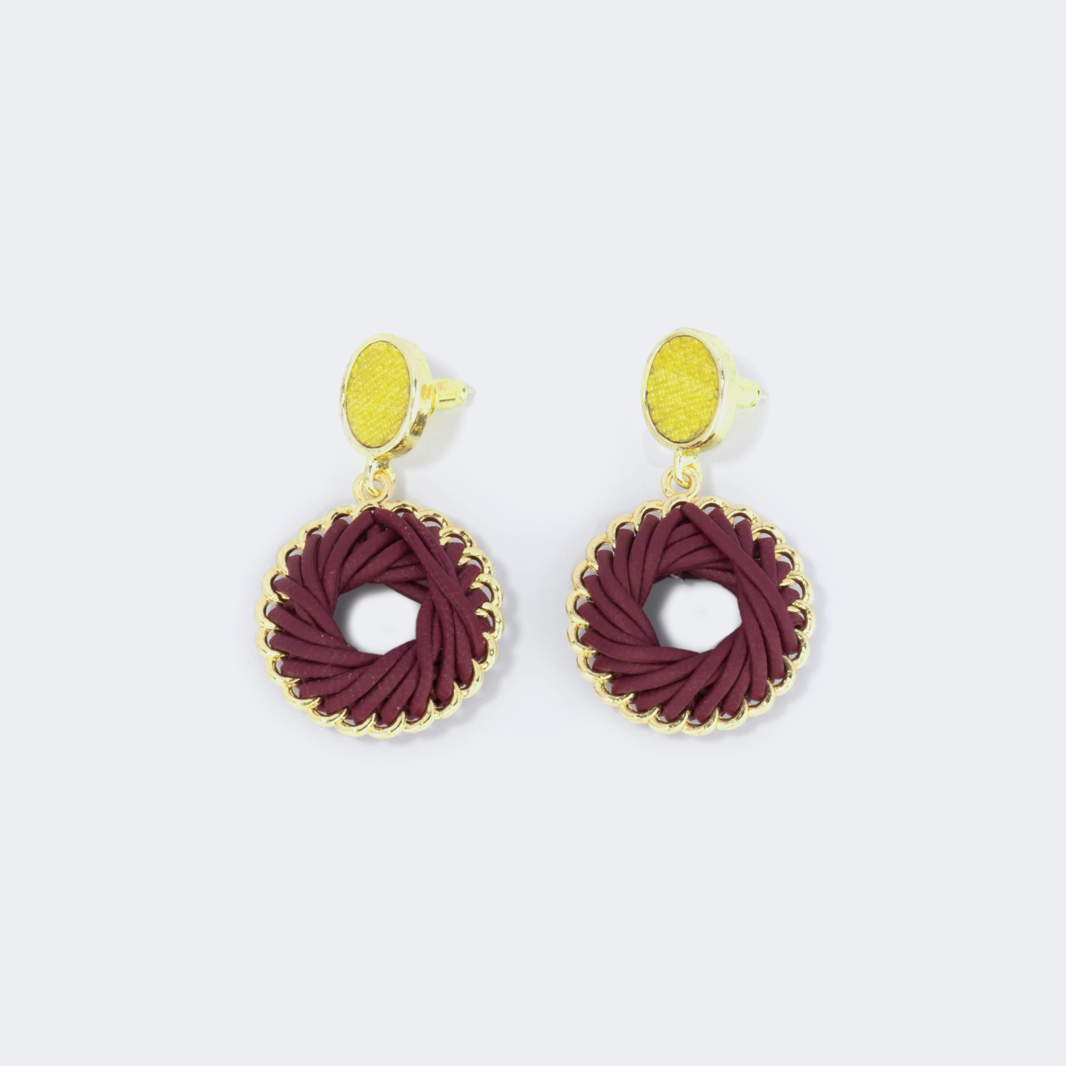 Stylish Weave Dark-Red Earrings1