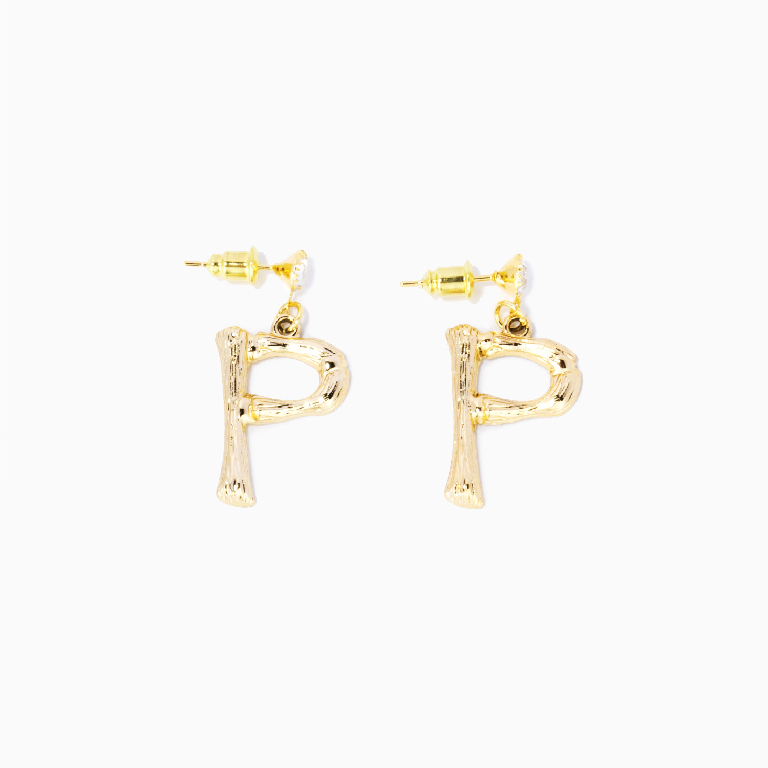 Stylish Latter P Gold Earrings1