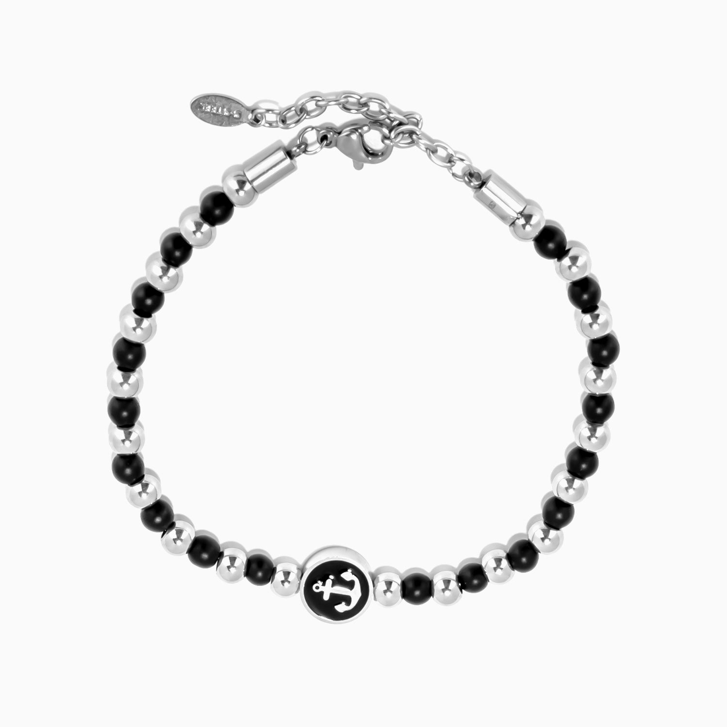 Vintage Beaded Black-Silver Bracelet1