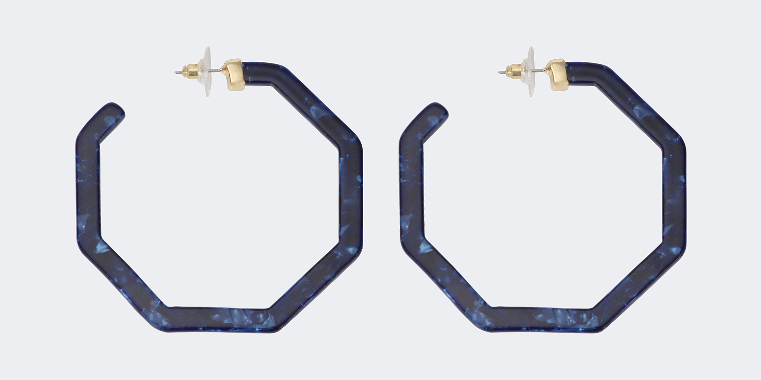 Vintage Octagon shaped Dark Blue Earrings1