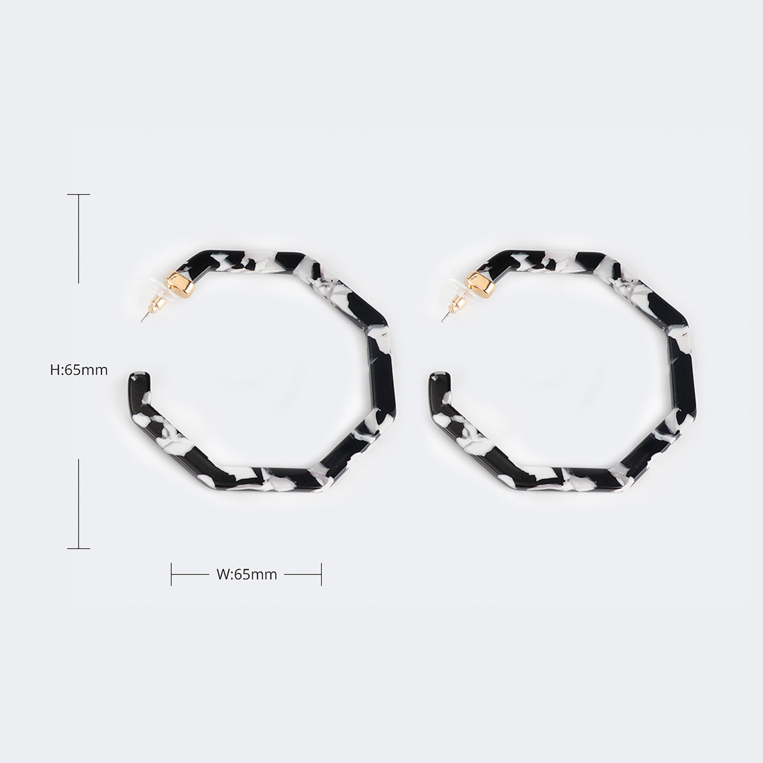 Vintage Octagon Shaped Black Earrings2