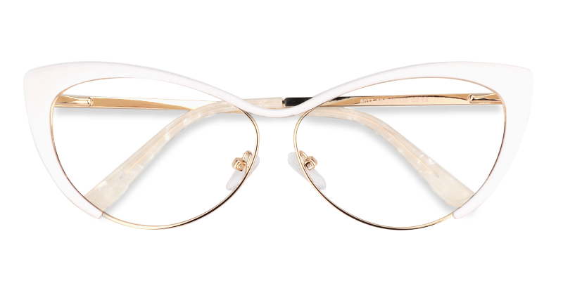 Ellen Cateye White Glasses2