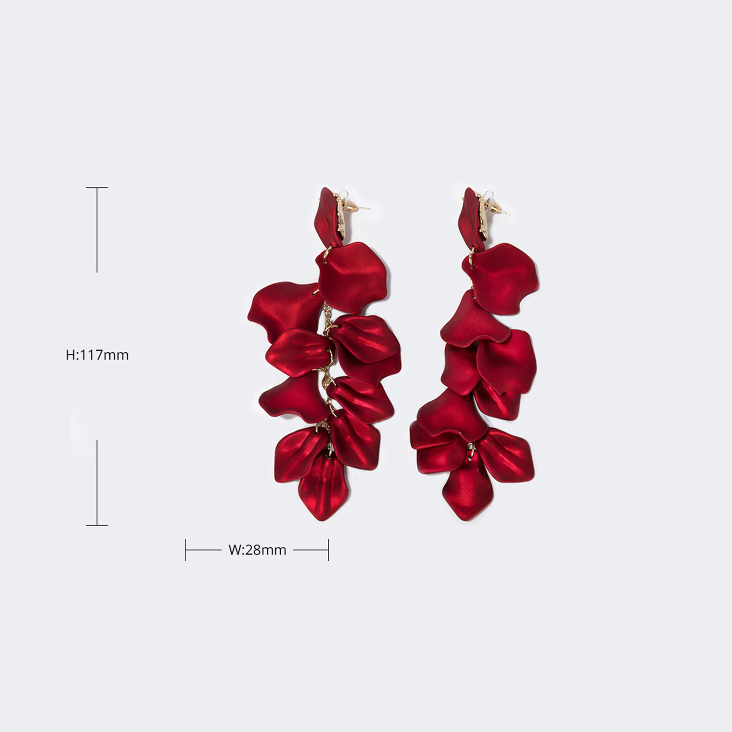 Stylish Exaggerated Rose Petal Red Earrings3