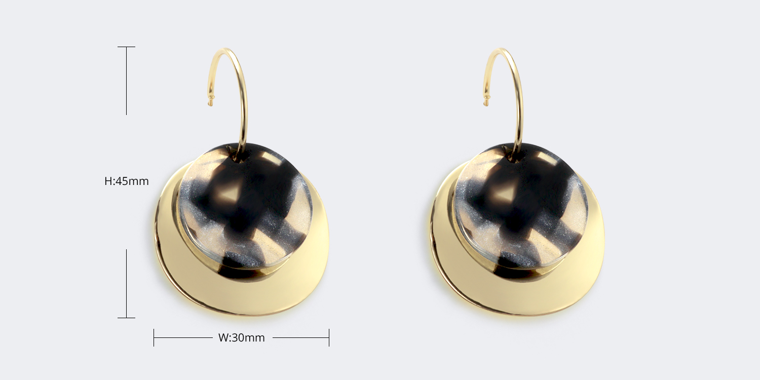 Stylish Round shaped Gold & tortoise Earrings2