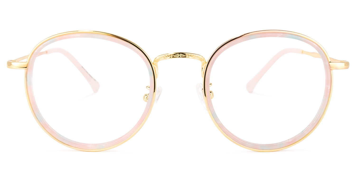 Yahya Round Gold-Pink Glasses0